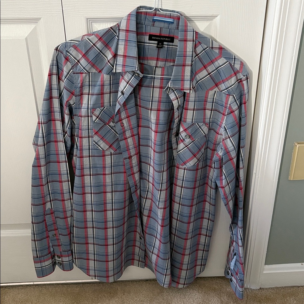 Banana Republic Blue and Red Plaid Shirt